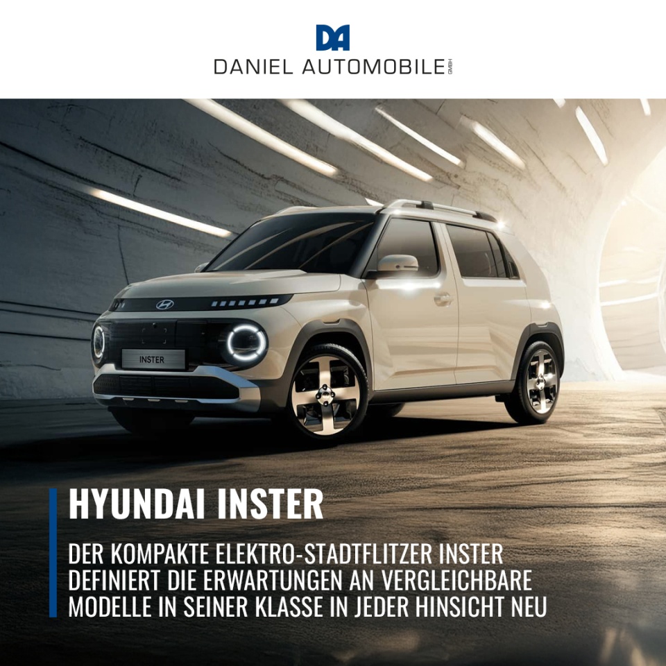 Der neue Hyundai Inster ist da! - Entdecken Sie den aufregenden, vollelektrischen Hyundai Inster – Ihr neuer, stilvoller Begleiter für die Stadt und darüber hinaus! Mit seinem modernen Design, beeindruckender Reichweite und fortschrittlicher Technologie setzt der Inster neue Maßstäbe in der Elektromobilität.