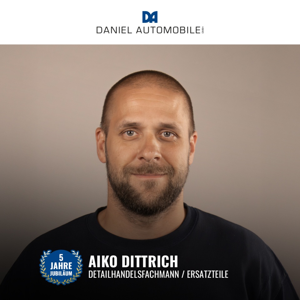 Jubiläum bei Daniel Automobile: 5 Jahre Aiko Dittrich! - Heute haben wir einen ganz besonderen Grund zum Feiern: Unser geschätzter Kollege Aiko Dittrich feiert sein 5-jähriges Firmenjubiläum!