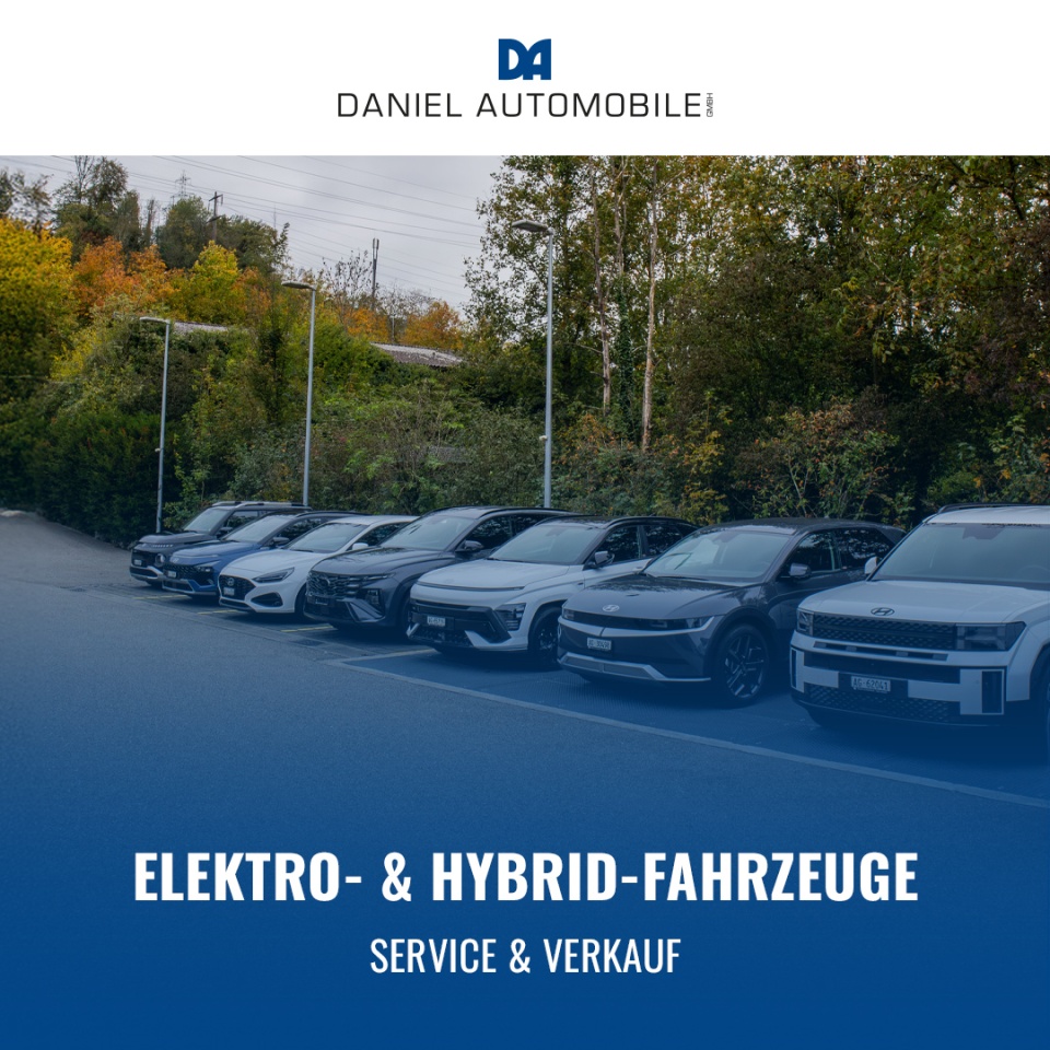 Bereit für die Zukunft? Dein Experte für Elektro- & Hybrid-Fahrzeuge im Fricktal!  - Die Zukunft der Mobilität ist elektrisch – und bei der Daniel Automobile GmbH in Mumpf bist Du für den Umstieg bestens gerüstet! Als offizieller Hyundai Vertreter verfügen wir über das tiefgreifende Fachwissen, zertifizierte Profis und die modernste Ausrüstung für alle Anliegen rund um zukunftsweisende Antriebe.